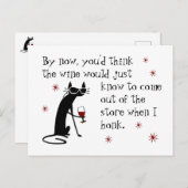 Wein sollte ein lustiges Zitat mit schwarzer Katze Postkarte (Vorne/Hinten)