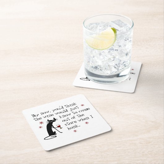 Wein sollte lustiges Zitat mit Katze kennen Rechteckiger Pappuntersetzer (Vor Ort)