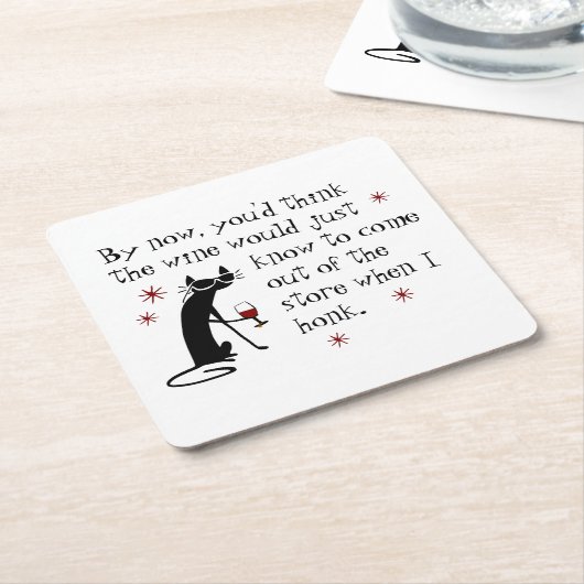 Wein sollte lustiges Zitat mit Katze kennen Rechteckiger Pappuntersetzer (angewinkelt)