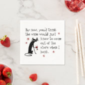 Wein sollte lustiges Zitat mit Katze kennen Serviette (Beispiel)