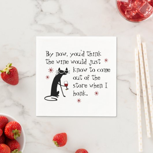 Wein sollte lustiges Zitat mit Katze kennen Serviette (Beispiel)