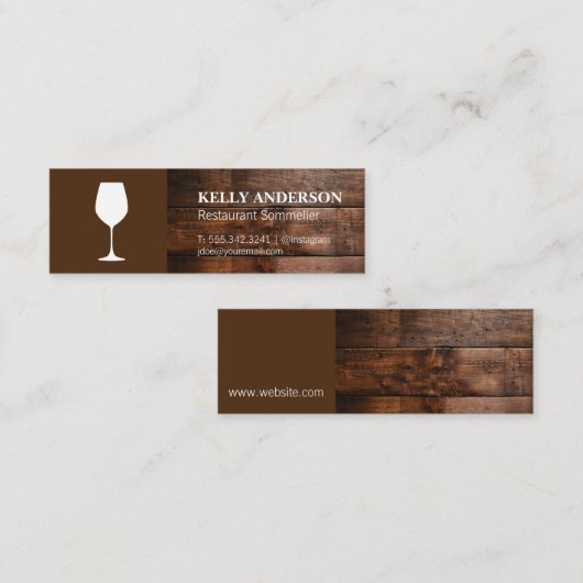 Wein Sommelier | Holz Mini Visitenkarte (Vorne/Hinten)