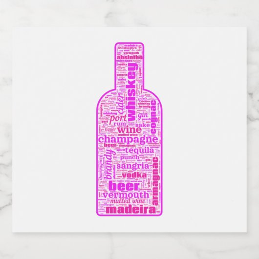 Wein & Sparkling Wine Labels - Word Cloud Schaumweinetikett (Einzelnes Label)