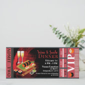 Wein & Sushi Abendessen VIP Event Party TIcket Einladung (Stehend Vorderseite)