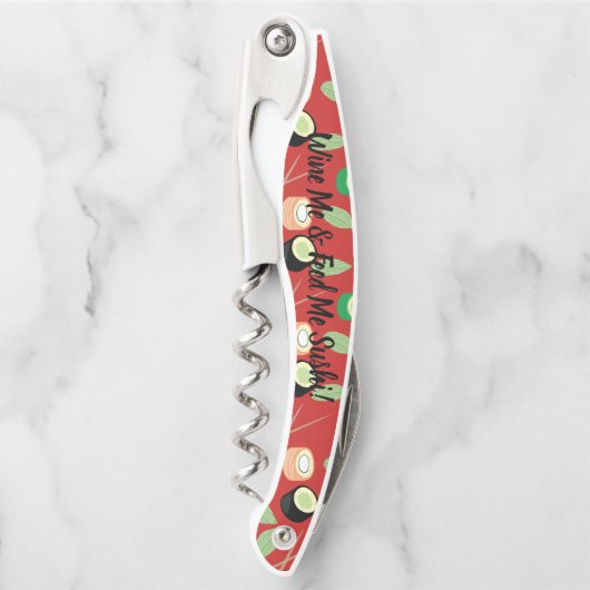 Wein & Sushi Roter Individuelle Name Kellnermesser (Vorderseite)