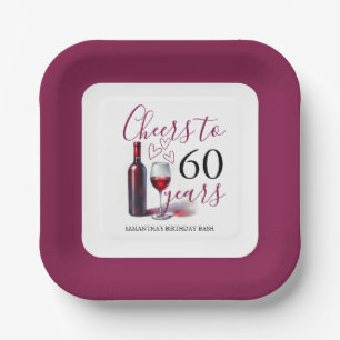 Wein Thema 60. Geburtstag Papier Teller