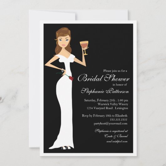 Wein-Thema-Brautparty-Feier-Einladung Einladung (Vorderseite)