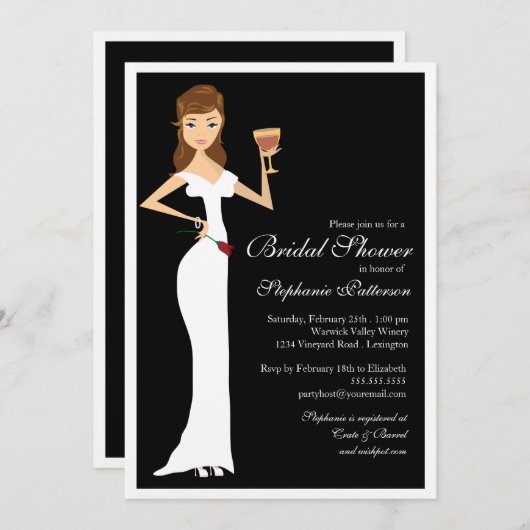 Wein-Thema-Brautparty-Feier-Einladung Einladung (Vorne/Hinten)