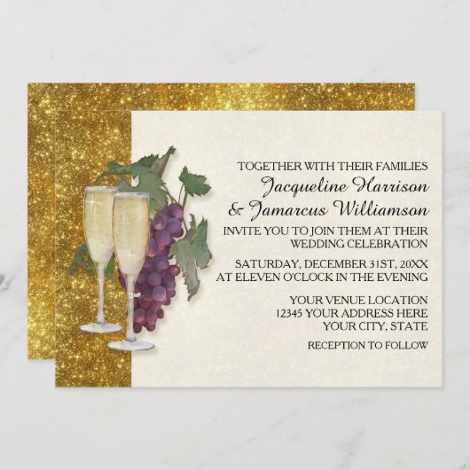 Wein Thema Champagner Trauben Modern Einfache Hoch Einladung (Vorne/Hinten)