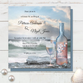 Wein Thema Hochzeit am Strand oder am Zielort Einladung