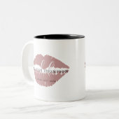 Wein Tinte Lippen Kalligrafie Script QR Code Zweifarbige Tasse (Vorderseite Links)
