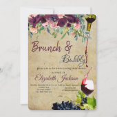 Wein-, Trauben-, Blumen-Brunch & Bubbly Einladung (Vorderseite)