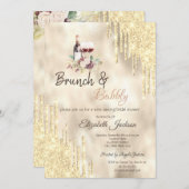 Wein Trauben Gold Tropfen Brunch & Bubbly Einladung (Vorne/Hinten)