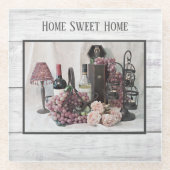 Wein, Trauben, Holz, Planks, Land, Bauernhof Glasuntersetzer (Vorderseite)