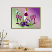 Wein & Trauben Toast 2 Poster (Küche)