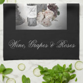 Wein, Trauben und Rose Geschirrtuch (Gefaltet)