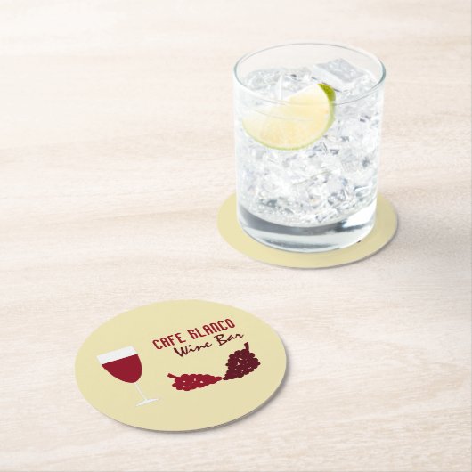 Wein & Trauben, Wein/Bar Runder Pappuntersetzer (Vor Ort)