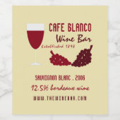 Wein & Trauben, Wein/Bar Weinetikett (Einzelnes Label)