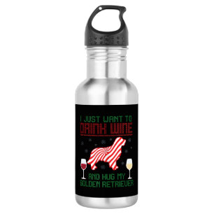 Wein trinken Golden Retriever zu Weihnachten umarm Edelstahlflasche