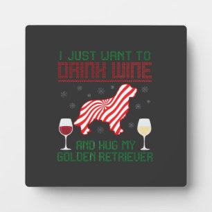 Wein trinken Golden Retriever zu Weihnachten umarm Fotoplatte
