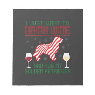 Wein trinken Golden Retriever zu Weihnachten umarm Notizblock
