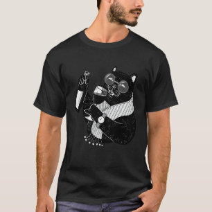 Wein Trinken Schwarze Katze Weinliebhaber Vintage T-Shirt