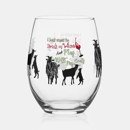 | Wein trinken und mit Ziegen spielen Gewollt Weinglas Ohne Stiel (Vorderseite)