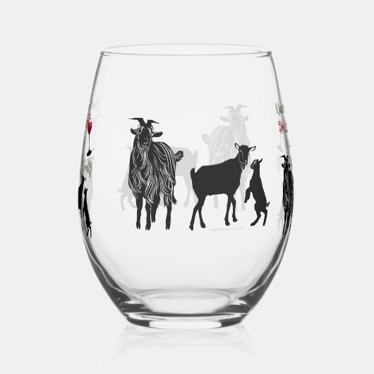 | Wein trinken und mit Ziegen spielen Gewollt Weinglas Ohne Stiel (Rechts)