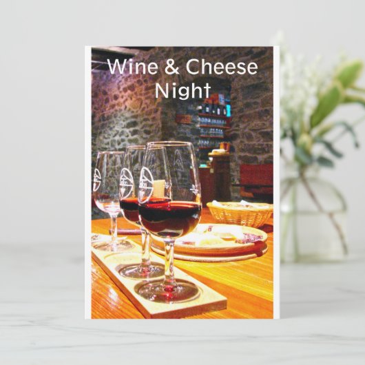 Wein-u. Käse-Nachteinladungen Einladung (Stehend Vorderseite)