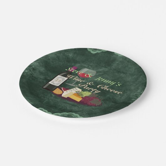 Wein-u. Käse-Party Pappteller (Schrägansicht)