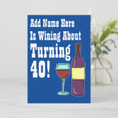 Wein Über 40. Geburtstag Funny laden Einladung (Stehend Vorderseite)
