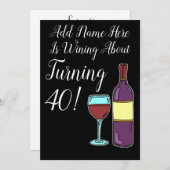 Wein Über 40. Geburtstag Funny laden Einladung (Vorne/Hinten)