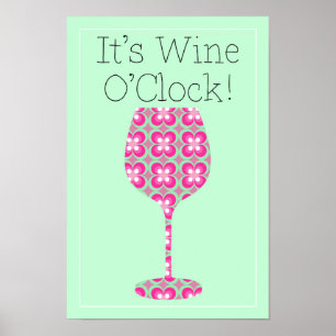 Wein-Uhr! Humorvolles Modmusterplakat Poster