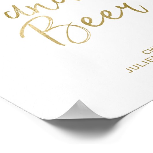 Wein und Bier 8x10 Gold Imitate Foil Sign Poster (Ecke)