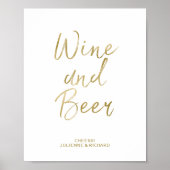 Wein und Bier 8x10 Gold Imitate Foil Sign Poster (Vorne)