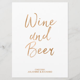 Wein- und Bier-Hochzeitsschild Stilvoller golden Einladung