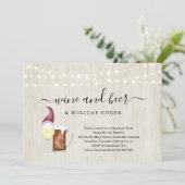 Wein und Bier & Holiday Cheer Weihnachten Party Einladung (Stehend Vorderseite)