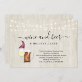 Wein und Bier & Holiday Cheer Weihnachten Party Einladung (Vorne/Hinten)