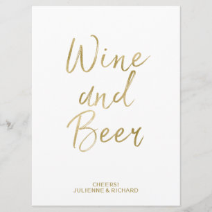 Wein- und Bier-Schild Stylisch Gold Handgeschrie Einladung