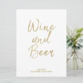 Wein- und Bierunterschrift | Stilvolle Goldhandsch Einladung (Stehend Vorderseite)