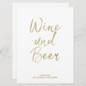 Wein- und Bierunterschrift | Stilvolle Goldhandsch Einladung (Vorne/Hinten)