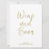 Wein- und Bierunterschrift | Stilvolle Goldhandsch Einladung (Vorderseite)