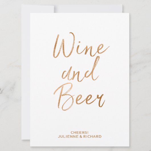 Wein- und Bierzellenzeichen | Stilvolle Gold-Rose Einladung (Vorderseite)