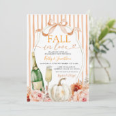 Wein und Bow Fall in Liebe Pumpkin Verlobung Einladung (Stehend Vorderseite)