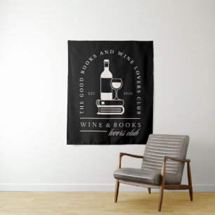 Wein- und Bücherliebhaber lesen Mädchen-Abend-Part Wandteppich