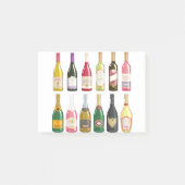 Wein und Champagner Flaschen Post-it Klebezettel (Vorderseite)