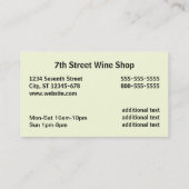 Wein und Champagner Visitenkarte (Rückseite)