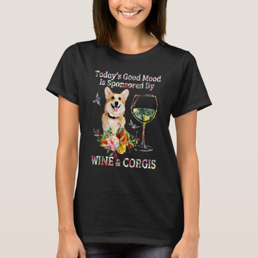 Wein Und Corgis T-Shirt (Vorderseite)