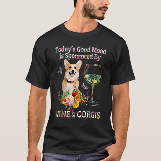 Wein Und Corgis T-Shirt (Vorderseite)