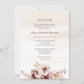 Wein und Creme Boho Blume Orthodoxe Taufe Einladung (Vorderseite)